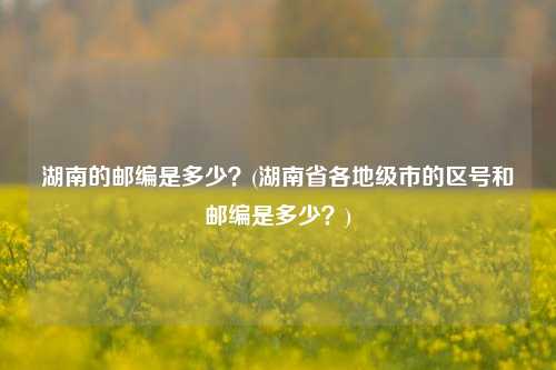 湖南的邮编是多少？(湖南省各地级市的区号和邮编是多少？)