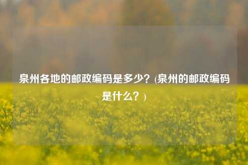 泉州各地的邮政编码是多少？(泉州的邮政编码是什么？)