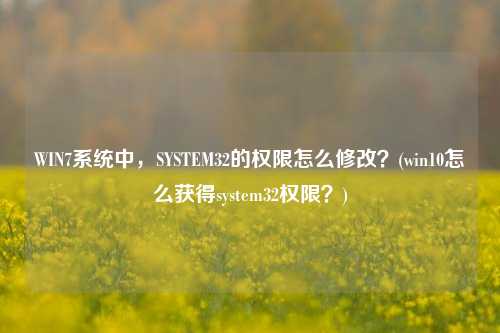 WIN7系统中，SYSTEM32的权限怎么修改？(win10怎么获得system32权限？)