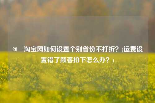 20 淘宝网如何设置个别省份不打折？(运费设置错了顾客拍下怎么办？)