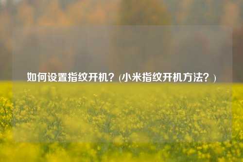 如何设置指纹开机？(小米指纹开机方法？)