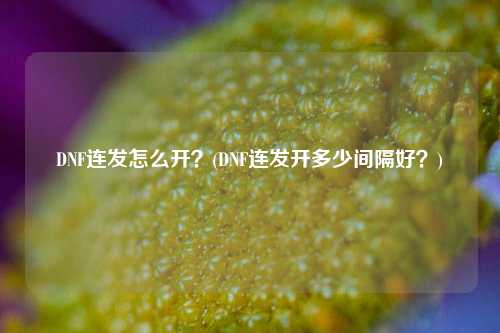 DNF连发怎么开？(DNF连发开多少间隔好？)