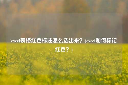 excel表格红色标注怎么选出来？(excel如何标记红色？)