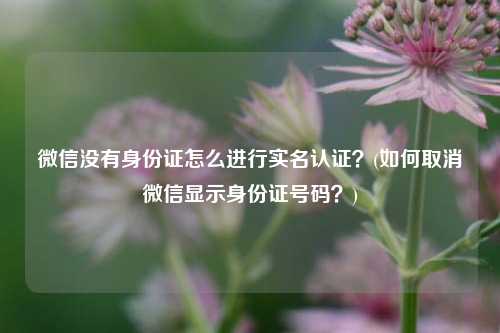 微信没有身份证怎么进行实名认证？(如何取消微信显示身份证号码？)