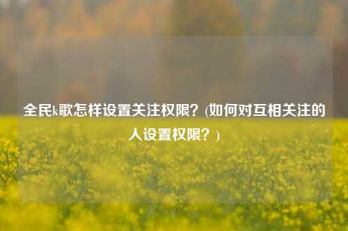 全民k歌怎样设置关注权限？(如何对互相关注的人设置权限？)