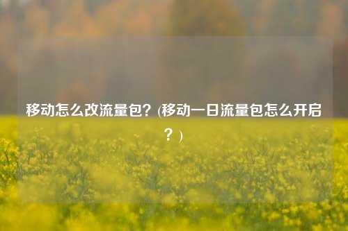 移动怎么改流量包？(移动一日流量包怎么开启？)