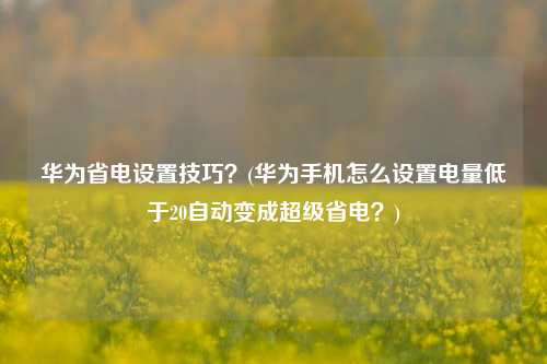 华为省电设置技巧？(华为手机怎么设置电量低于20自动变成超级省电？)