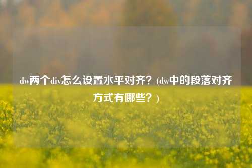 dw两个div怎么设置水平对齐？(dw中的段落对齐方式有哪些？)