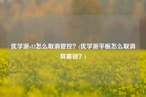 优学派s12怎么取消管控？(优学派平板怎么取消屏幕锁？)