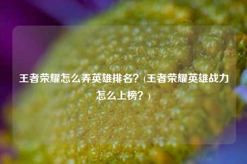 王者荣耀怎么弄英雄排名？(王者荣耀英雄战力怎么上榜？)