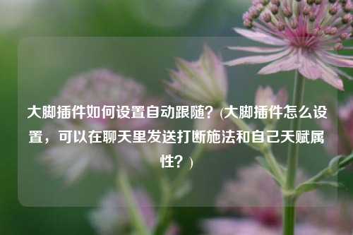 大脚插件如何设置自动跟随？(大脚插件怎么设置，可以在聊天里发送打断施法和自己天赋属性？)