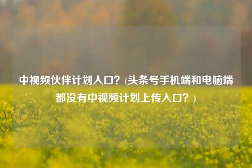 中视频伙伴计划入口？(头条号手机端和电脑端都没有中视频计划上传入口？)