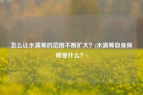 怎么让水滴筹的范围不断扩大？(水滴筹自身保障是什么？)