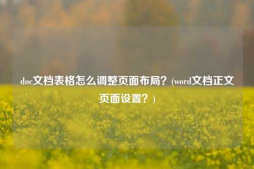 doc文档表格怎么调整页面布局？(word文档正文页面设置？)