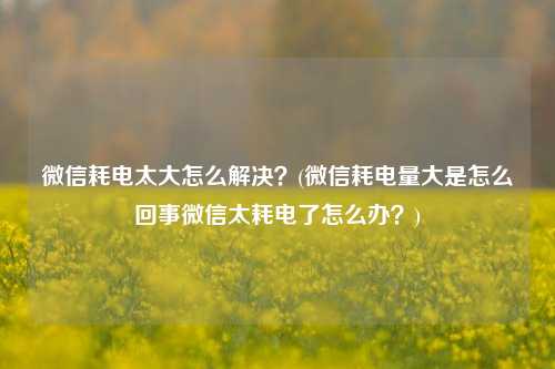 微信耗电太大怎么解决？(微信耗电量大是怎么回事微信太耗电了怎么办？)