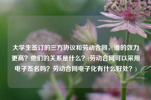 大学生签订的三方协议和劳动合同，谁的效力更高？他们的关系是什么？(劳动合同可以采用电子签名吗？劳动合同电子化有什么好处？)