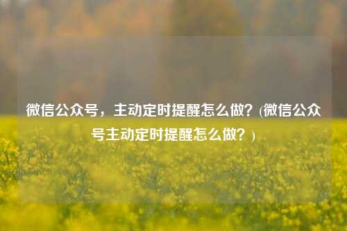 微信公众号，主动定时提醒怎么做？(微信公众号主动定时提醒怎么做？)