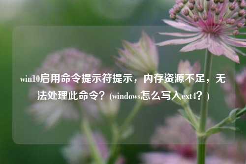 win10启用命令提示符提示，内存资源不足，无法处理此命令？(windows怎么写入ext4？)