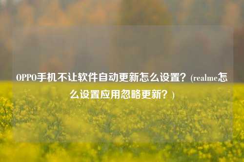 OPPO手机不让软件自动更新怎么设置？(realme怎么设置应用忽略更新？)