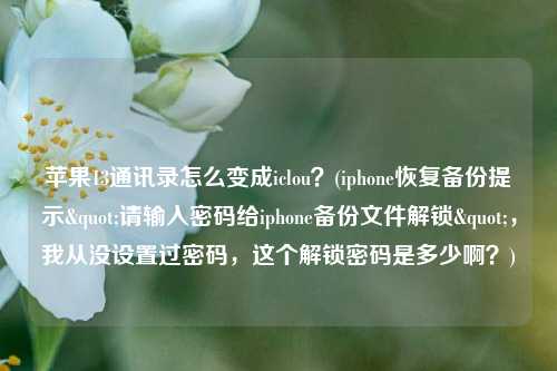 苹果13通讯录怎么变成iclou？(iphone恢复备份提示"请输入密码给iphone备份文件解锁"，我从没设置过密码，这个解锁密码是多少啊？)