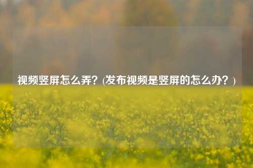 视频竖屏怎么弄？(发布视频是竖屏的怎么办？)