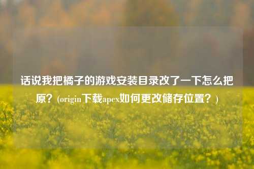 话说我把橘子的游戏安装目录改了一下怎么把原？(origin下载apex如何更改储存位置？)