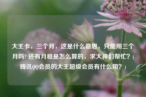 大王卡，三个月，这是什么意思，只能用三个月吗? 还有月租是怎么算的，求大神们帮忙？(腾讯QQ会员的大王超级会员有什么用？)