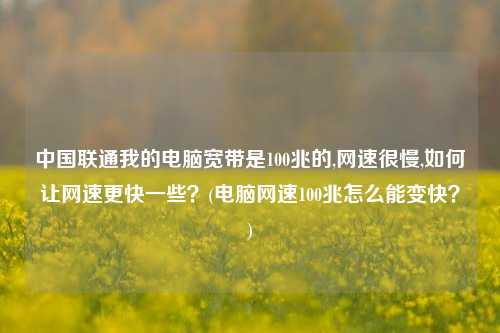 中国联通我的电脑宽带是100兆的,网速很慢,如何让网速更快一些？(电脑网速100兆怎么能变快？)