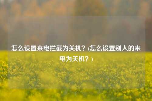 怎么设置来电拦截为关机？(怎么设置别人的来电为关机？)