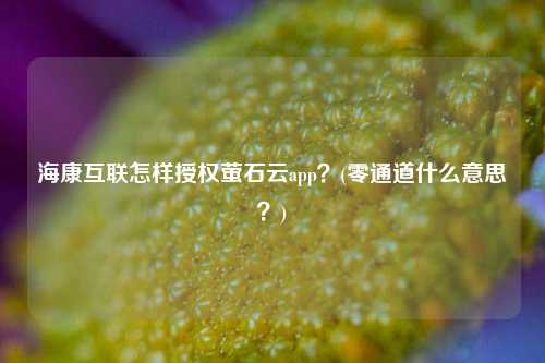 海康互联怎样授权萤石云app？(零通道什么意思？)